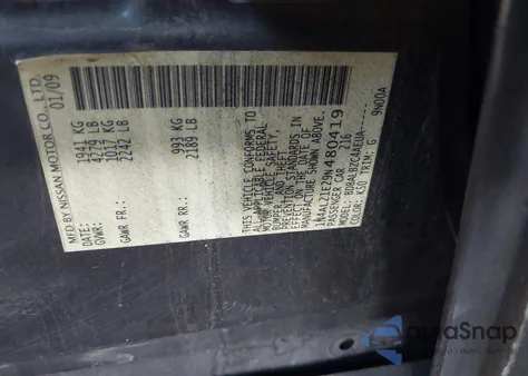 2009 Nissan Altima 2.5 S z USA, uszkodzony, nr VIN 1N4AL21E29N480419